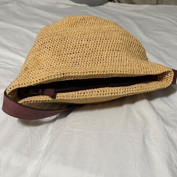 Helen Kaminski Crochet Raffia & Leather Crochet Boho Hobo Shoulder Crossbody Bag - Picture 9 of 16